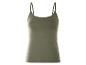 Oliwkowa kamizelka na ramiączkach, prosta i elegancka.