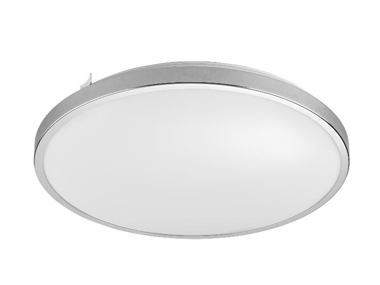 Stylowa okrągła lampa sufitowa z metalową ramką.