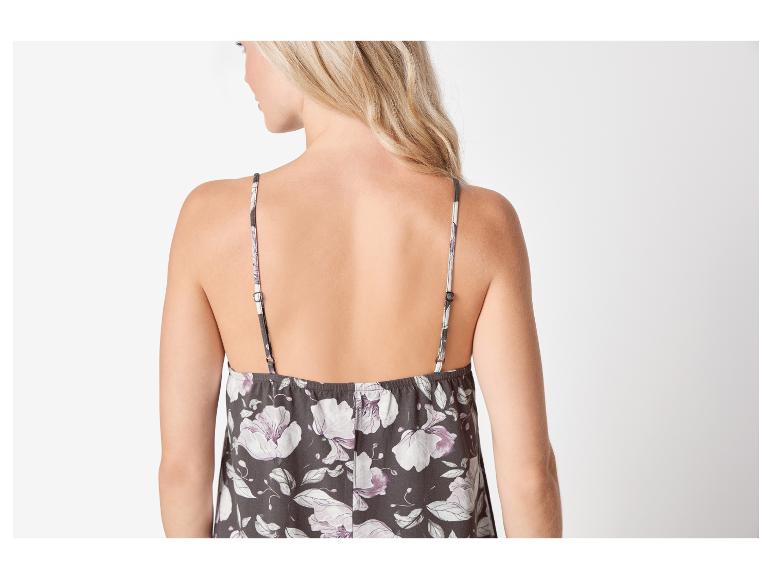 Szklany nocny, cienkie ramiączka, wzór kwiatowy.