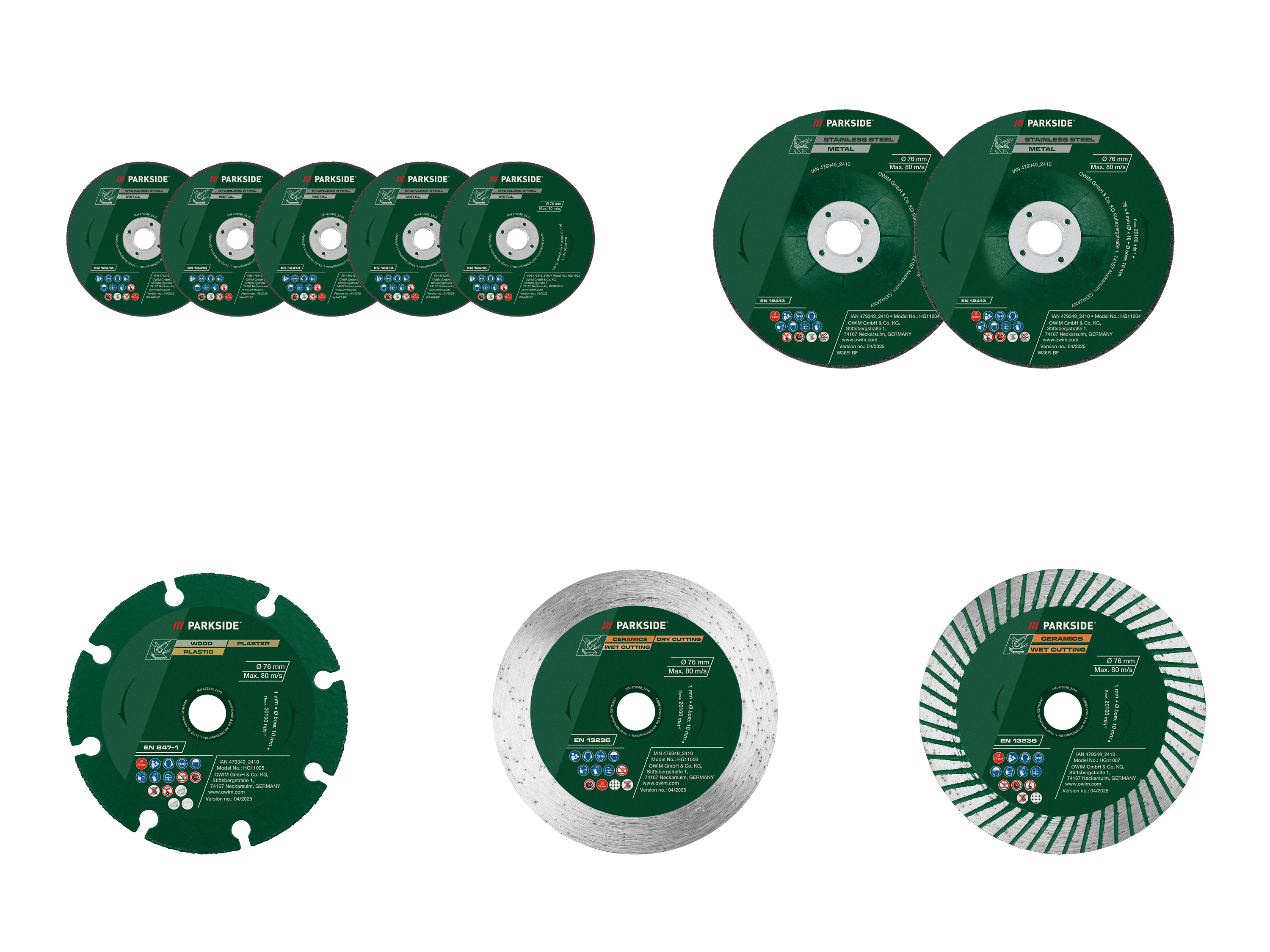 PARKSIDE® Tarcze do metalu / Tarcze do szlifowania metalu / Tarcza do drewna / Tarcza diamentowa (Turbo) / Tarcza diamentowa