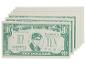 Stos zielonych magicznych banknotów z portretem Houdiniego i napisem „TEN DOLLARS”.