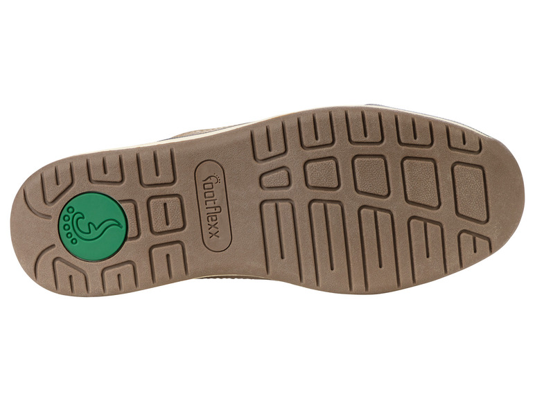 Podeszwa brązowego buta z logo FootFlexx.