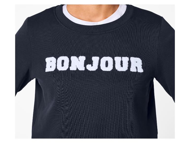 Czarna bluza z białym napisem „BONJOUR”