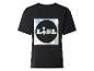 Czarny T-shirt z holograficznym logo na plecach.