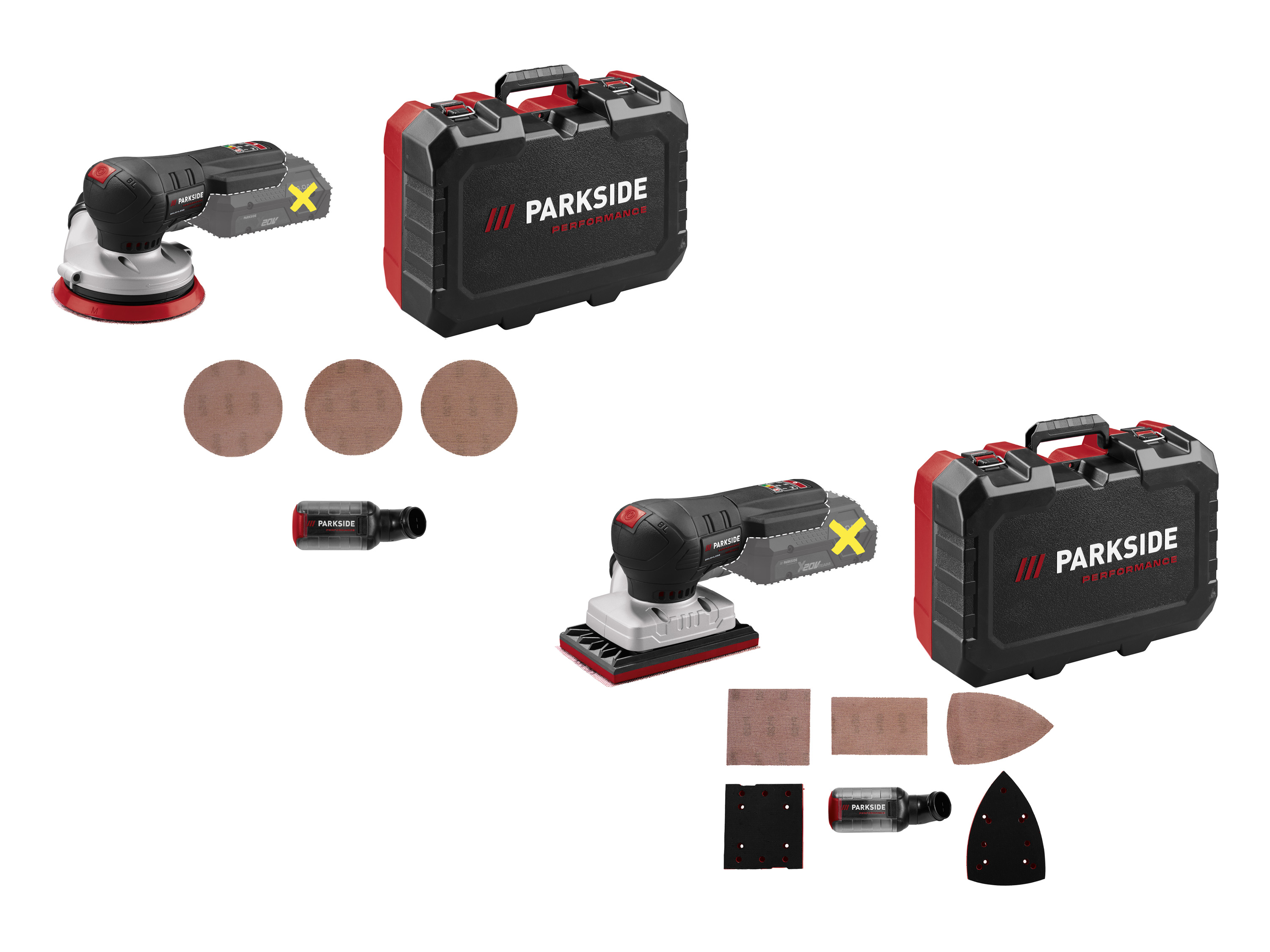 PARKSIDE PERFORMANCE® Akumulatorowa szlifierka oscylacyjna lub mimośrodowa 20 V (bez akumulatora i ładowarki)