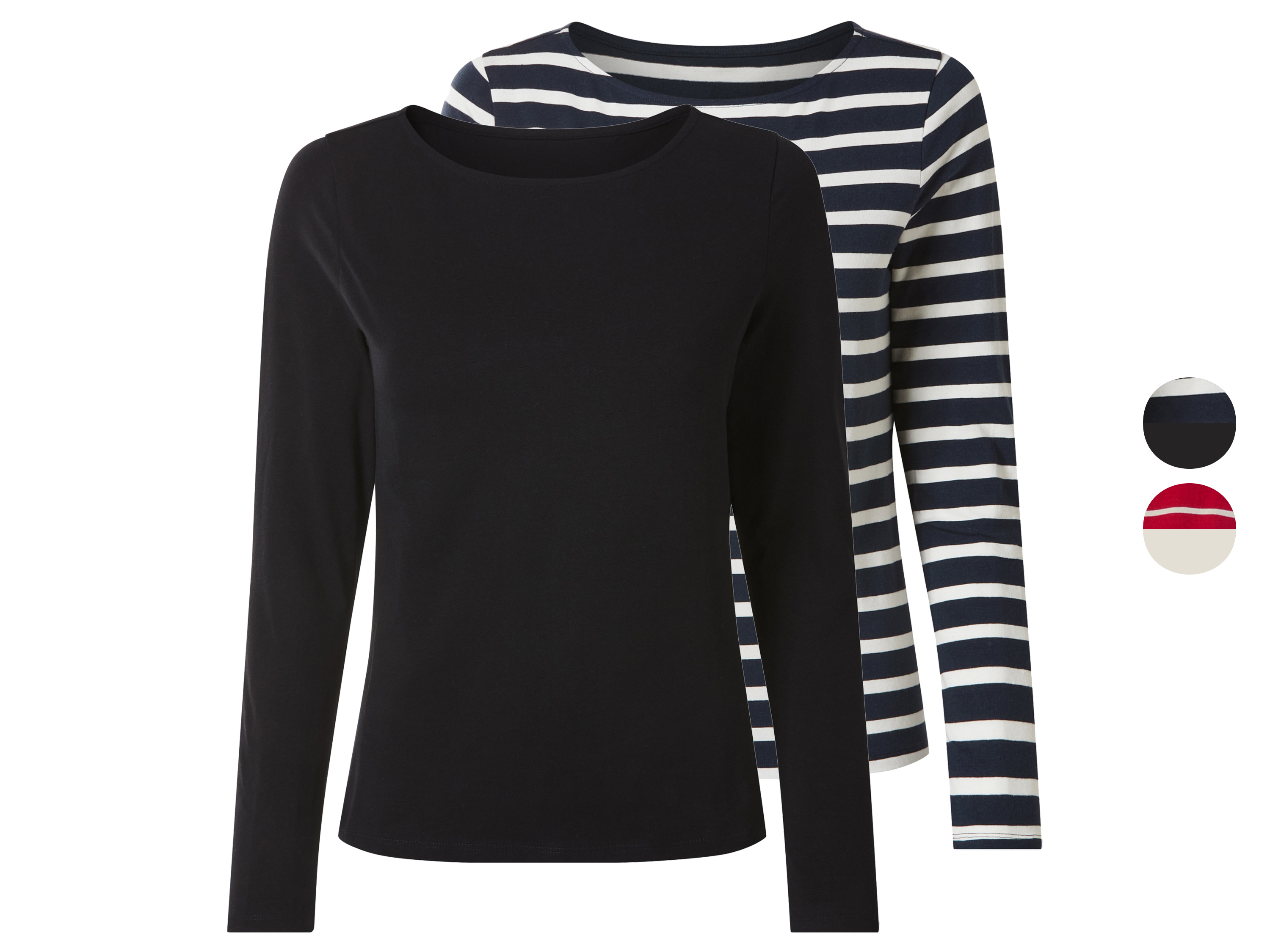 esmara® Koszulki damskie z biobawełną z długim rękawem, 2 sztuki