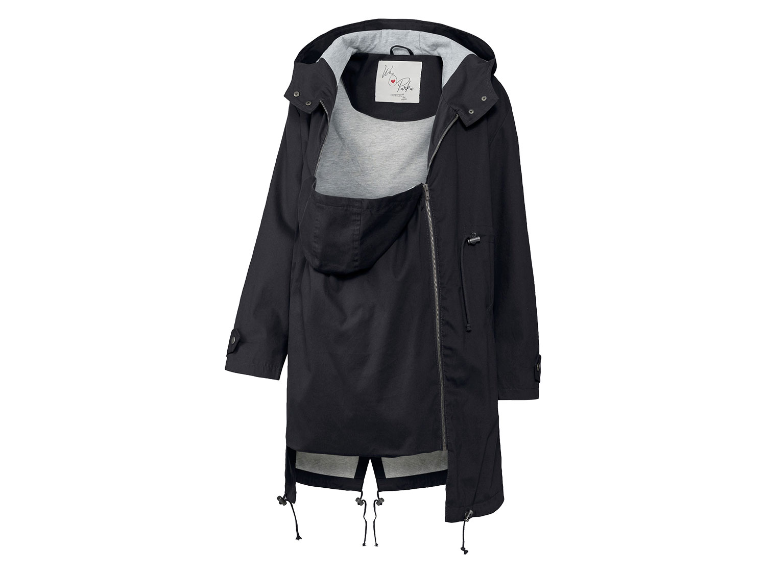 ESMARA® Parka ciążowa z biobawełną, 1 sztuka (Czarny, 44)