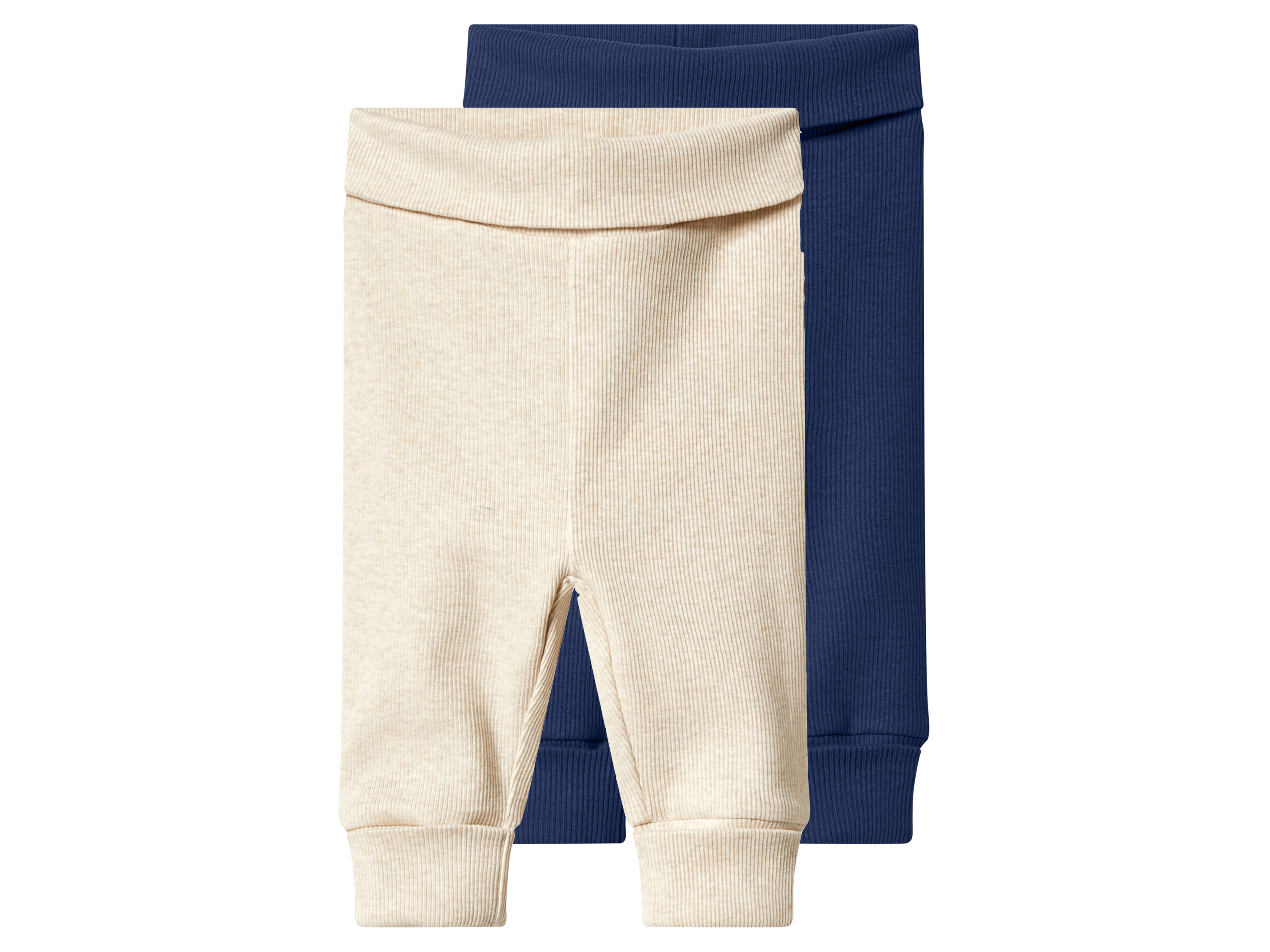 lupilu® Legginsy niemowlęce z biobawełną, 2 pary (ciemnoniebieski/beżowy, 74/80)