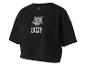 Czarny damski T-shirt Jette Sport z nadrukiem lamparta.