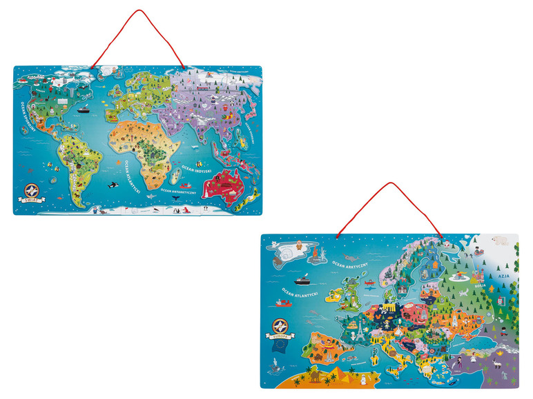 Pełny ekran: Playtive Drewniana mapa świata lub Europy z magnetycznymi puzzlami, 95 elementów - zdjęcie 1