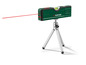 Zielony poziom laserowy Parkside z czerwonym laserem na małym statywie.