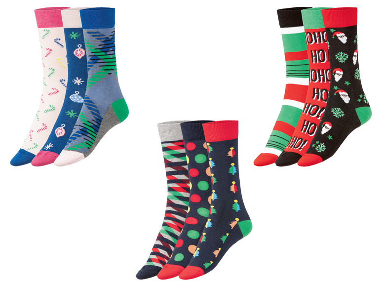 Pełny ekran: Fun Socks Skarpety świąteczne z bawełną damskie / męskie, 3 pary - zdjęcie 1