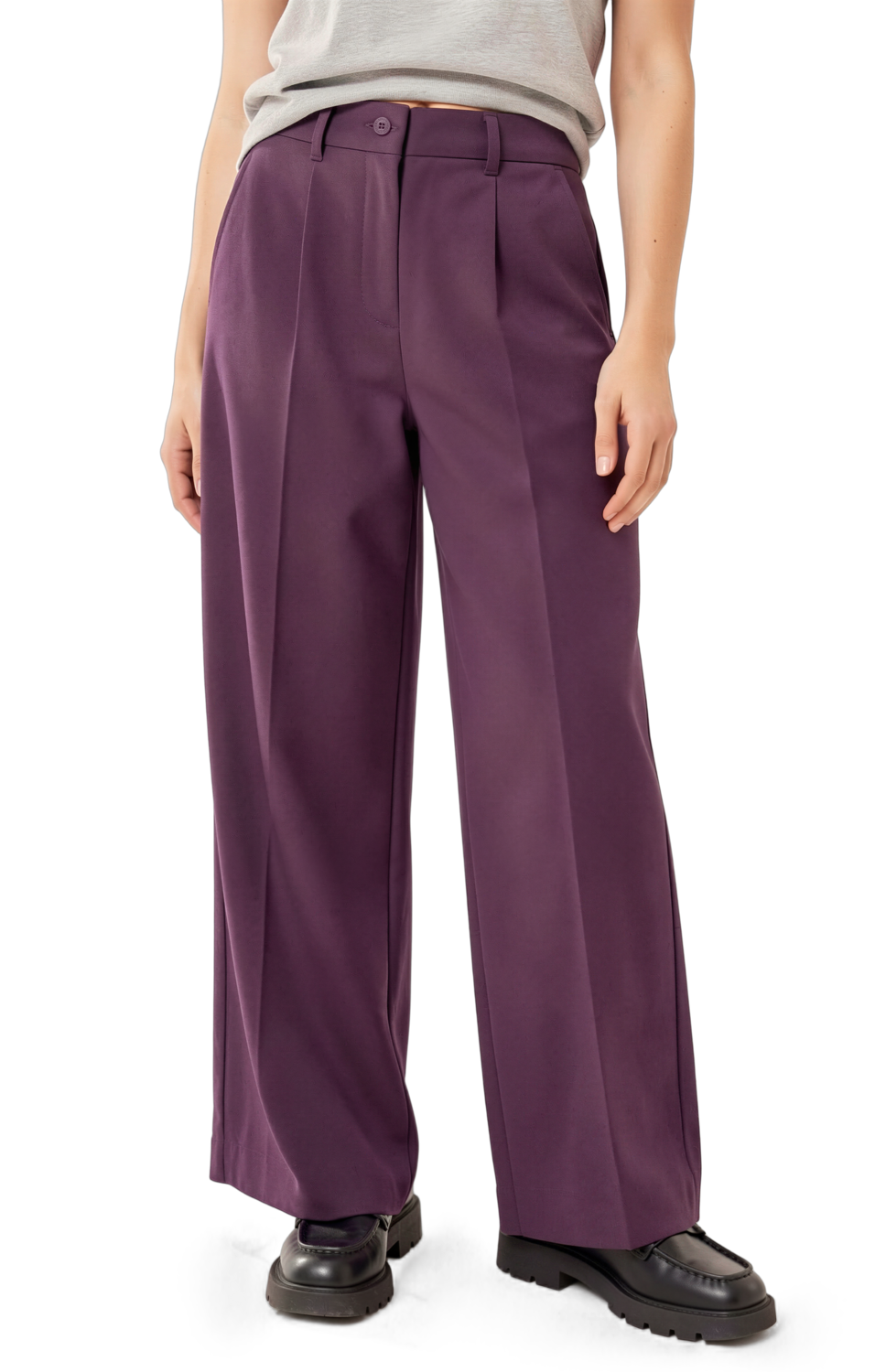 ESMARA® Spodnie damskie Wide Leg (Bordowy, L(44/46))