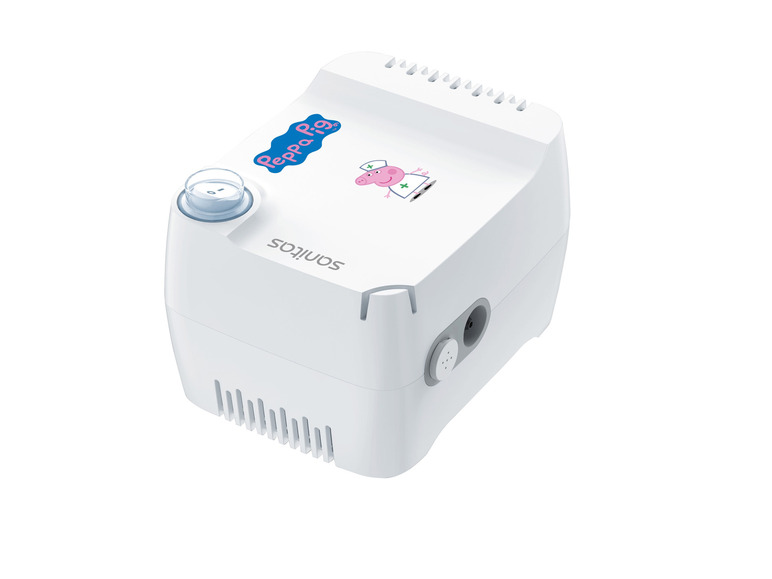Biały inhalator z motywem Peppa Pig marki Omron.