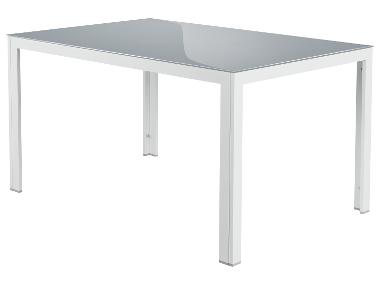 LIVARNO home Aluminiowy stół ogrodowy ze szklanym blatem Houston/Toronto, biały/ jasnoszary