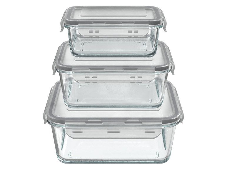 Pełny ekran: ERNESTO® Zestaw 3 szklanych pojemników do przechowywania żywności z pokrywkami - zdjęcie 2