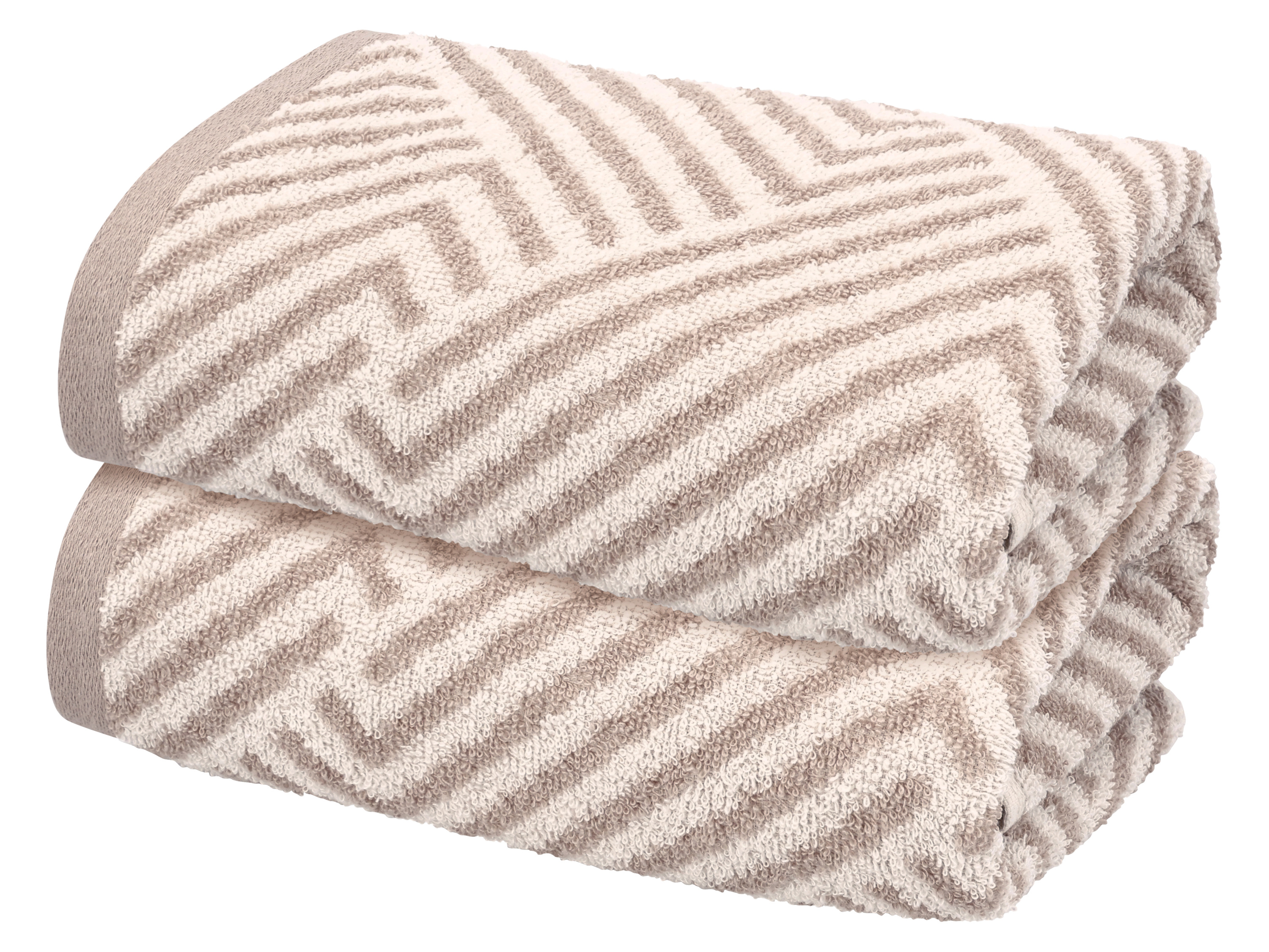 LIVARNO® Ręczniki frotte, 2 sztuki, 50 x 100 cm (Wzorzysty/beżowy)