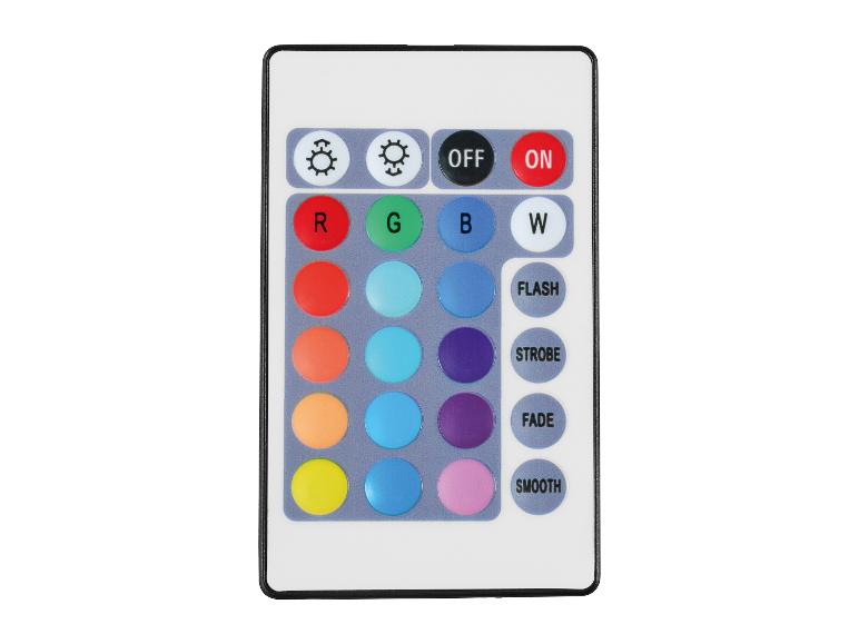 Pilot do oświetlenia LED z przyciskami kolorów RGBW i trybów świecenia.
