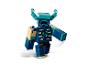 Figurka LEGO Minecraft Warden, granatowa i turkusowa, na białym tle.