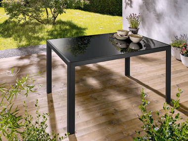 Livarno Home Aluminiowy stół ogrodowy Houston, 140 x 90 cm, z obracanym blatem, czarny