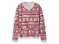 Sweter dzianinowy w czerwono-biały wzór Fair Isle