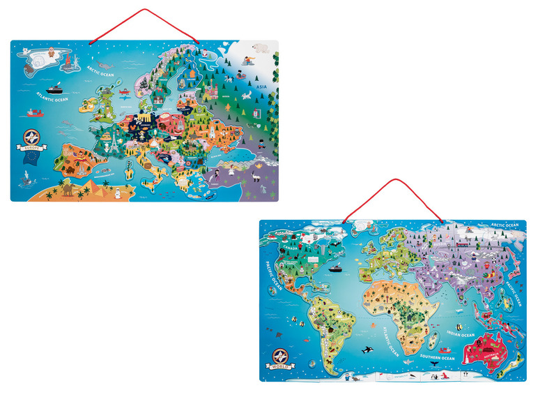Pełny ekran: Playtive Magnetyczna mapa Świat lub Europa z drewna - zdjęcie 1