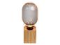 Lampa stołowa z drewnianą podstawą i podłużną żarówką LED