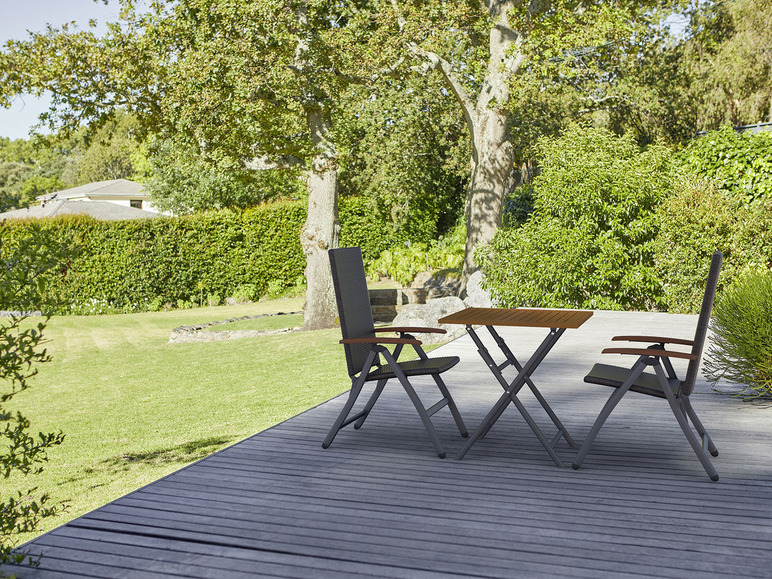 Pełny ekran: LIVARNO home Zestaw plecionych mebli ogrodowych Valencia (stolik składany + 2 fotele składane), brązowy - zdjęcie 3