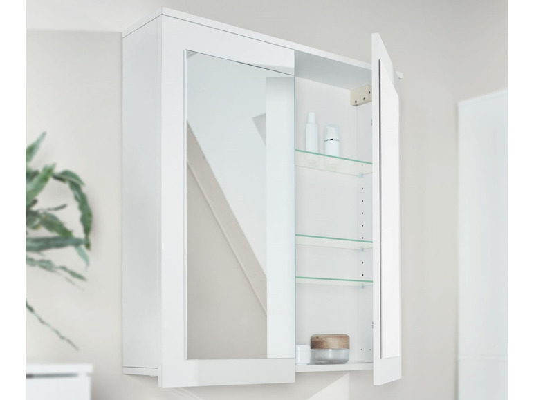 Pełny ekran: LIVARNO HOME Szafka łazienkowa z lustrem Basel, biały - zdjęcie 1