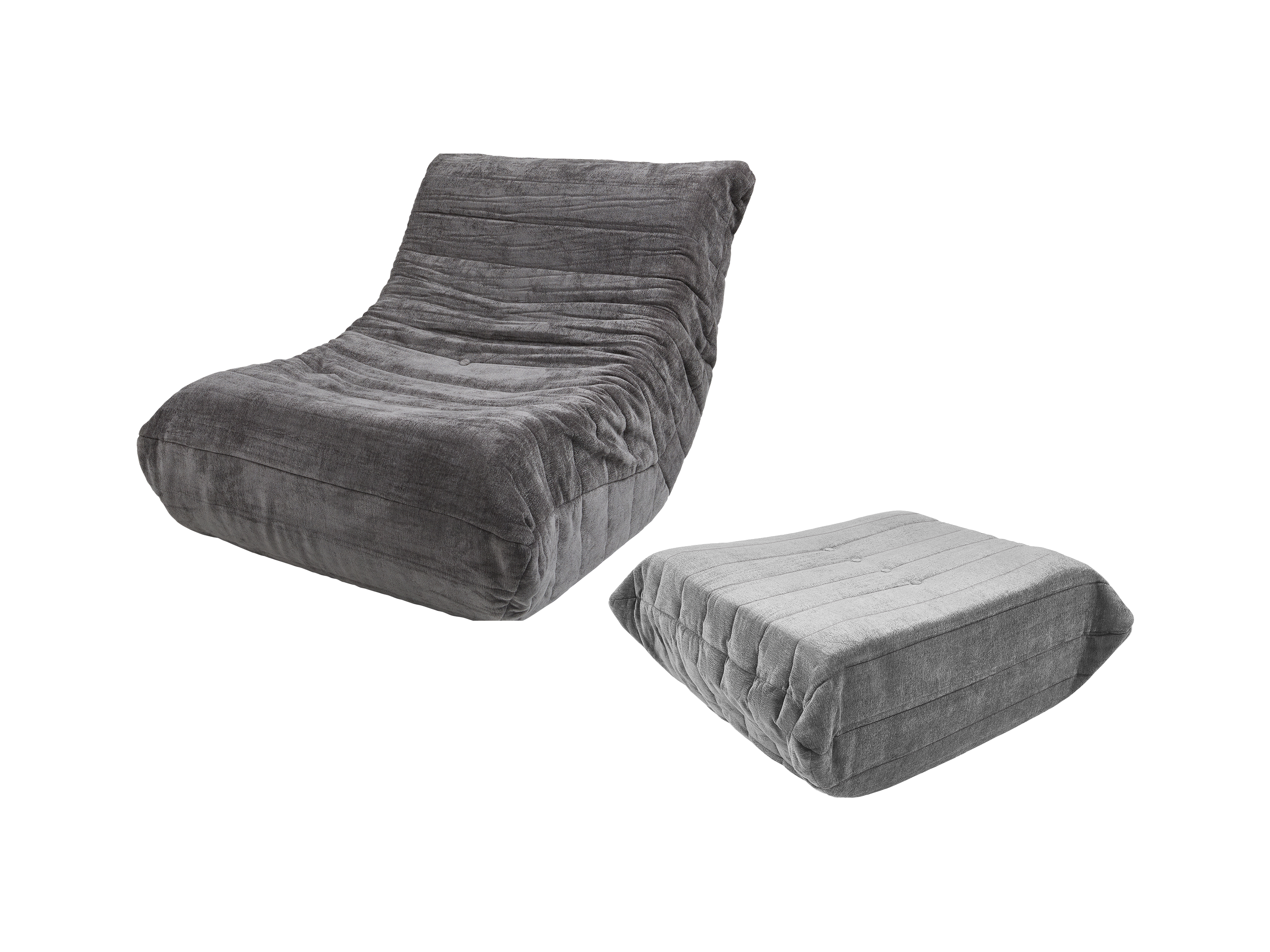 LIVARNO® Zestaw fotel z pufą, ciemnoszary