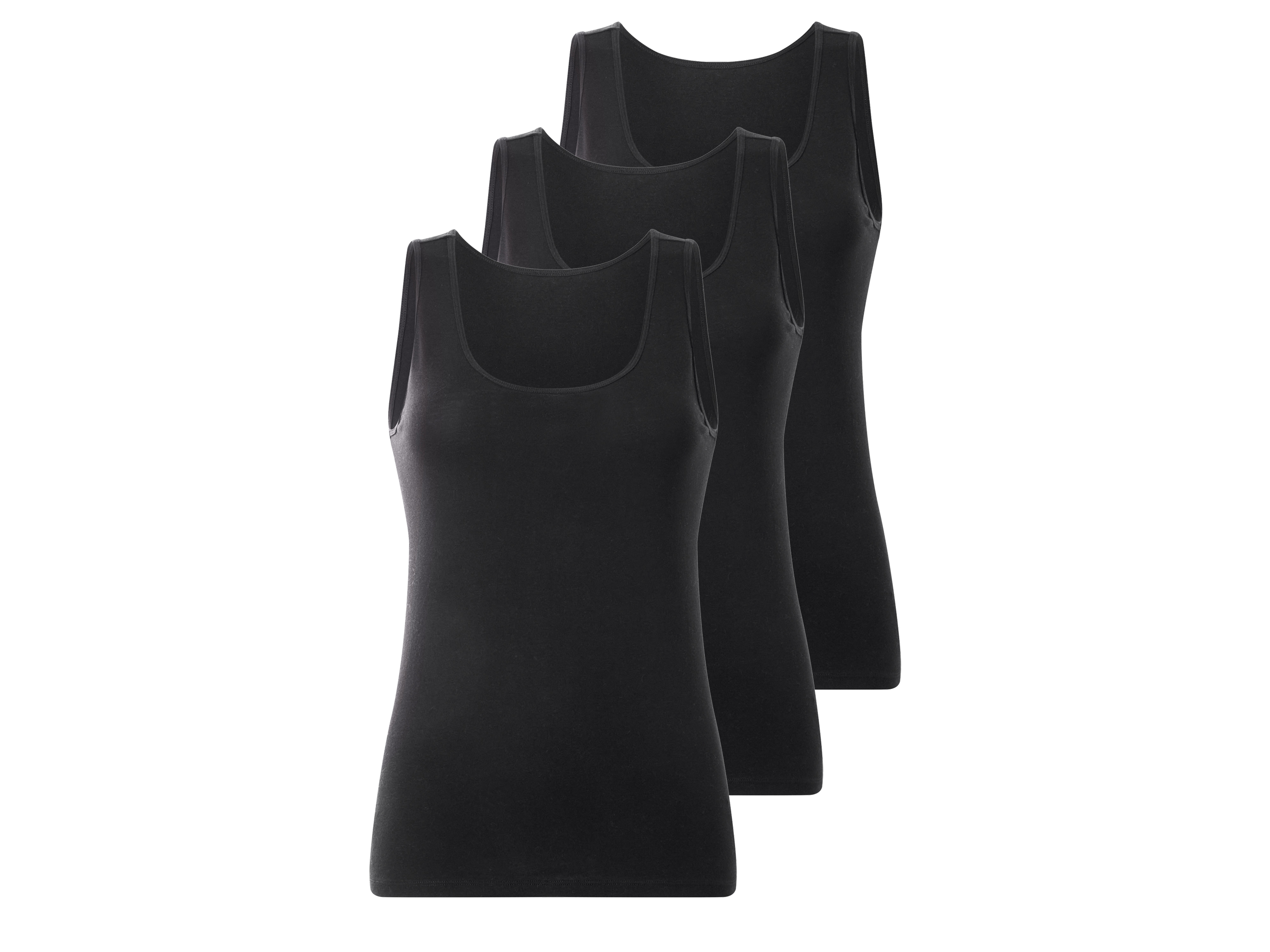 ESMARA® Koszulki damskie bez rękawów, 3 sztuki (Czarny, XL(48/50))