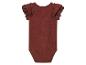 Body niemowlęce, brązowy, z falbankami na rękawach.