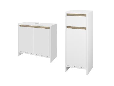 LIVARNO® Zestaw 2 szafek łazienkowych Oslo: niska i pod umywalkę, biały