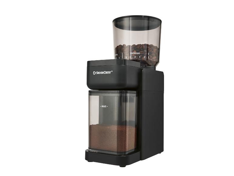 Młynek do kawy SilverCrest z przezroczystymi pojemnikami na ziarna i kawę mieloną