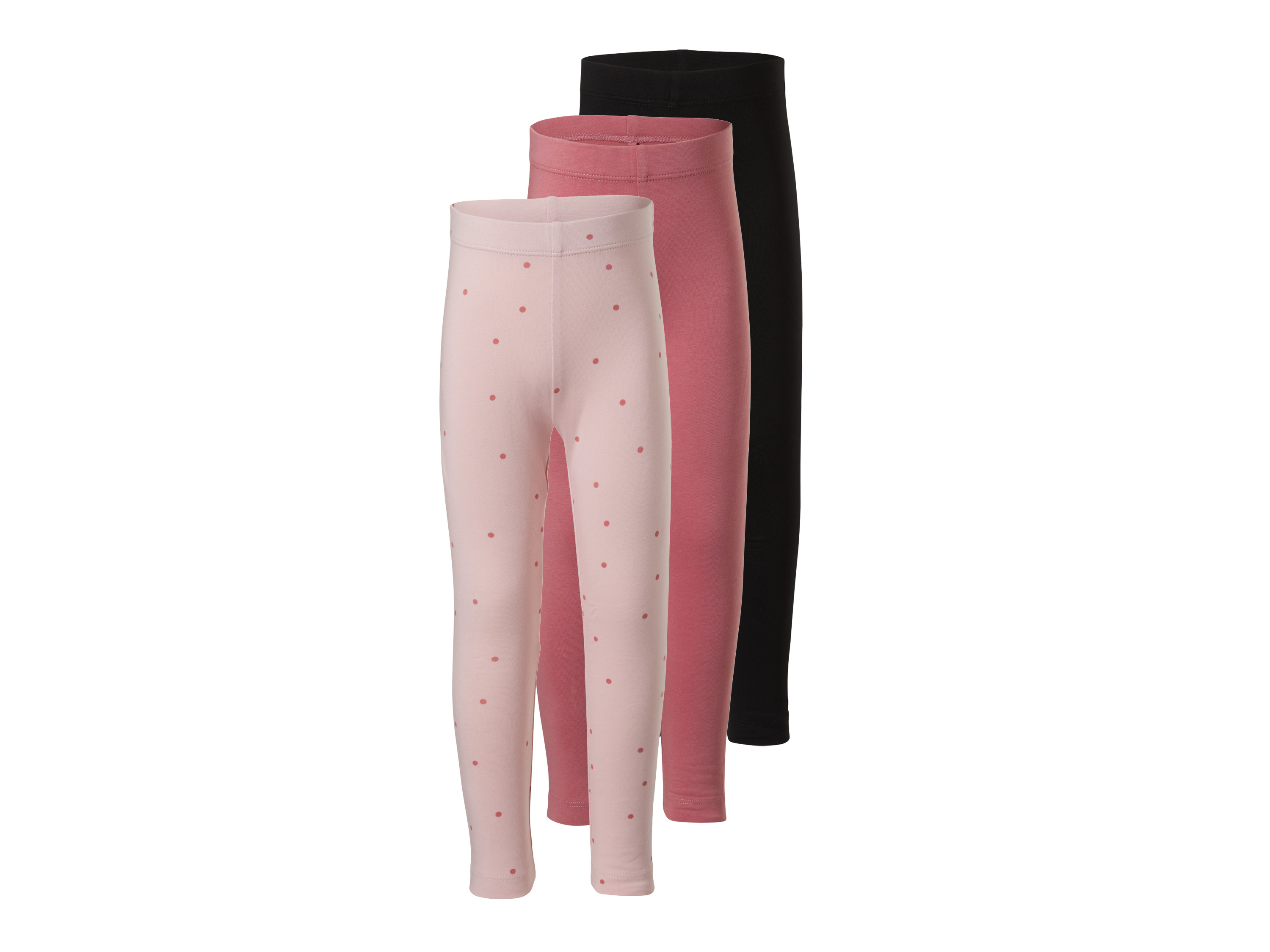 LUPILU® Legginsy dziecięce, 3 sztuki (różowy/różowy/czarny, 122/128)