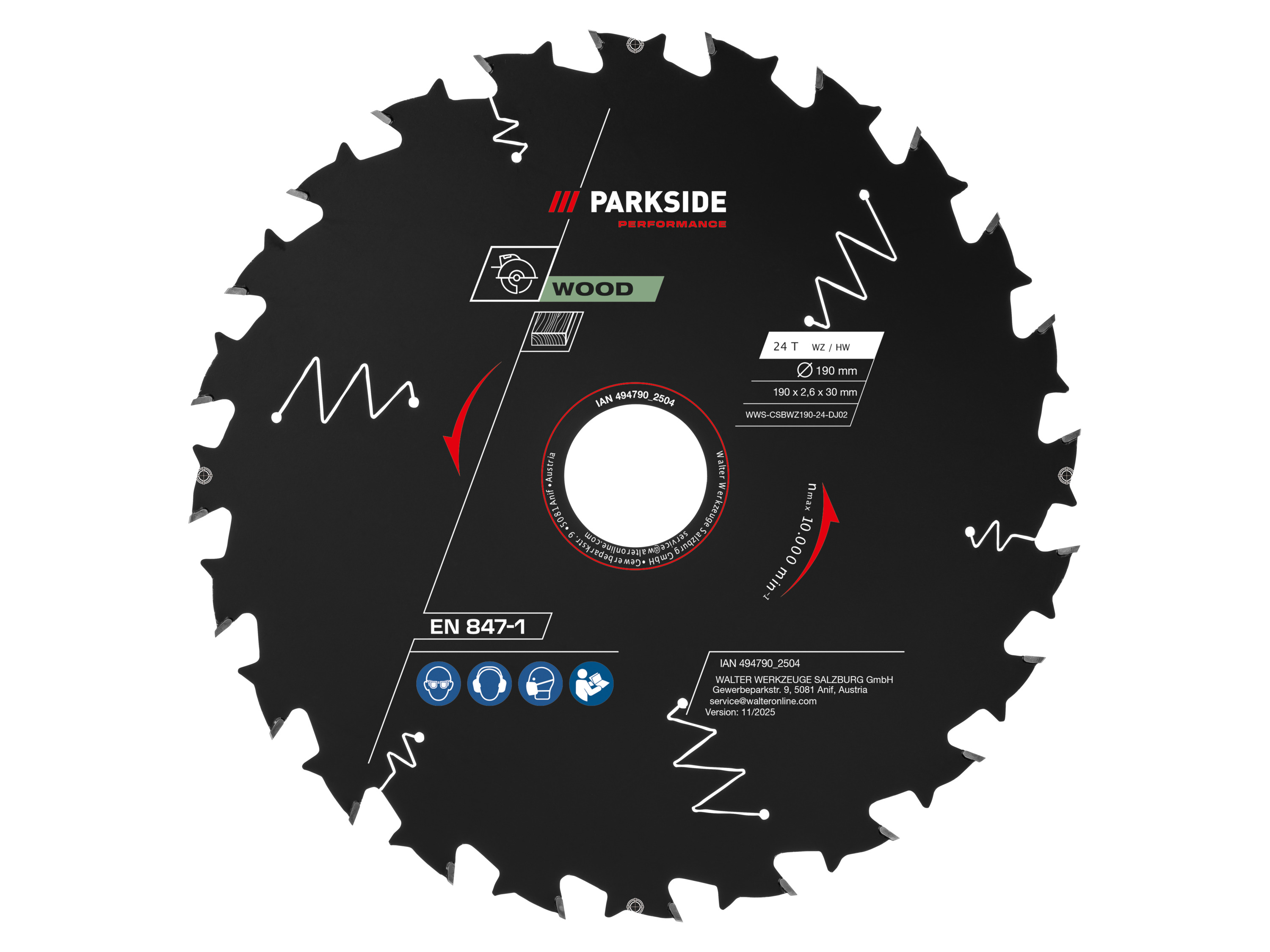 PARKSIDE PERFORMANCE® Brzeszczot 190 mm do drewna lub metalu (drewno 24 zęby)