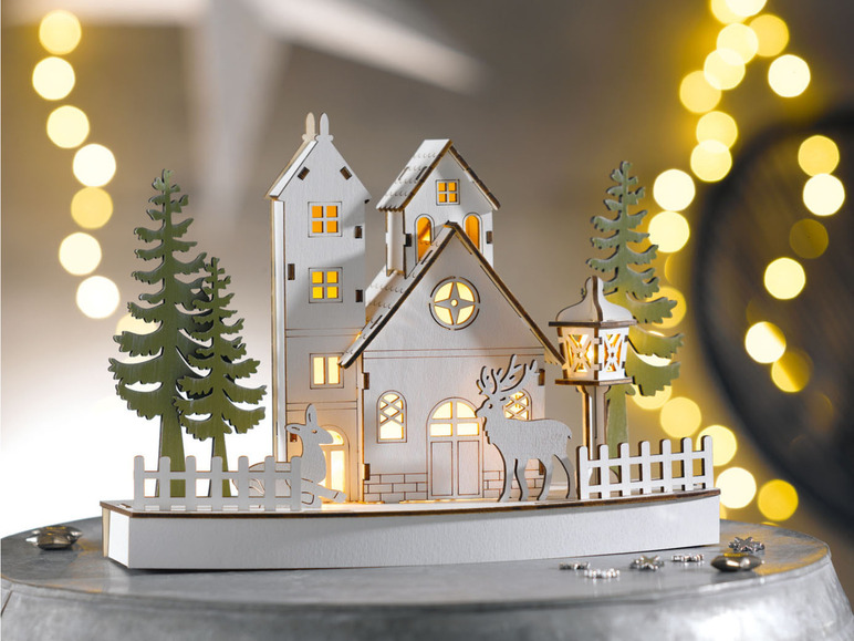 Pełny ekran: LIVARNO home Dekoracyjny drewniany domek świąteczny LED - zdjęcie 2