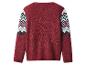 Czerwony sweter z wzorem Fair Isle na rękawach