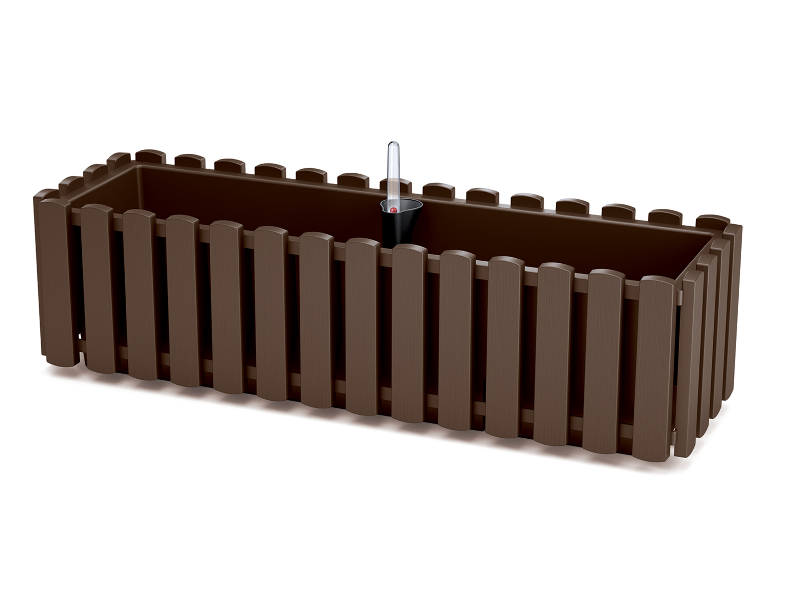 PROSPERPLAST Skrzynka balkonowa „BOARDEE FENCE W”, z systemem nawadniania. (Brązowy, 580x180x162)