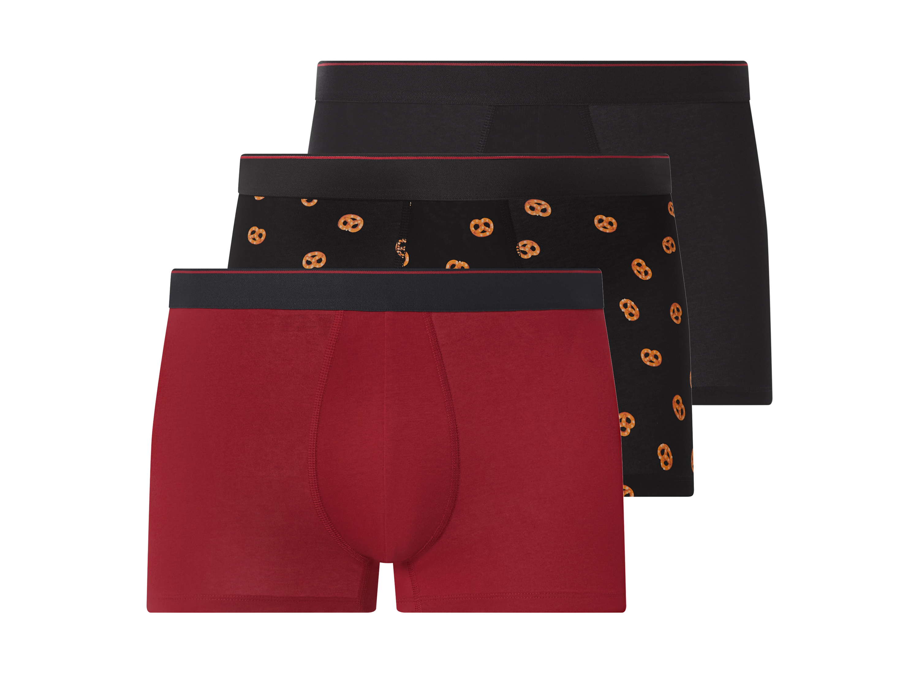 ESMARA MEN Bokserki męskie, 3 pary (Czarny/czerwony, 7/XL)