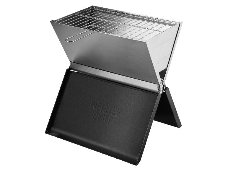 Przenośny grill ze stali nierdzewnej WEISZLEB GRILL ze składanymi nóżkami i wyjmowanym rusztem.