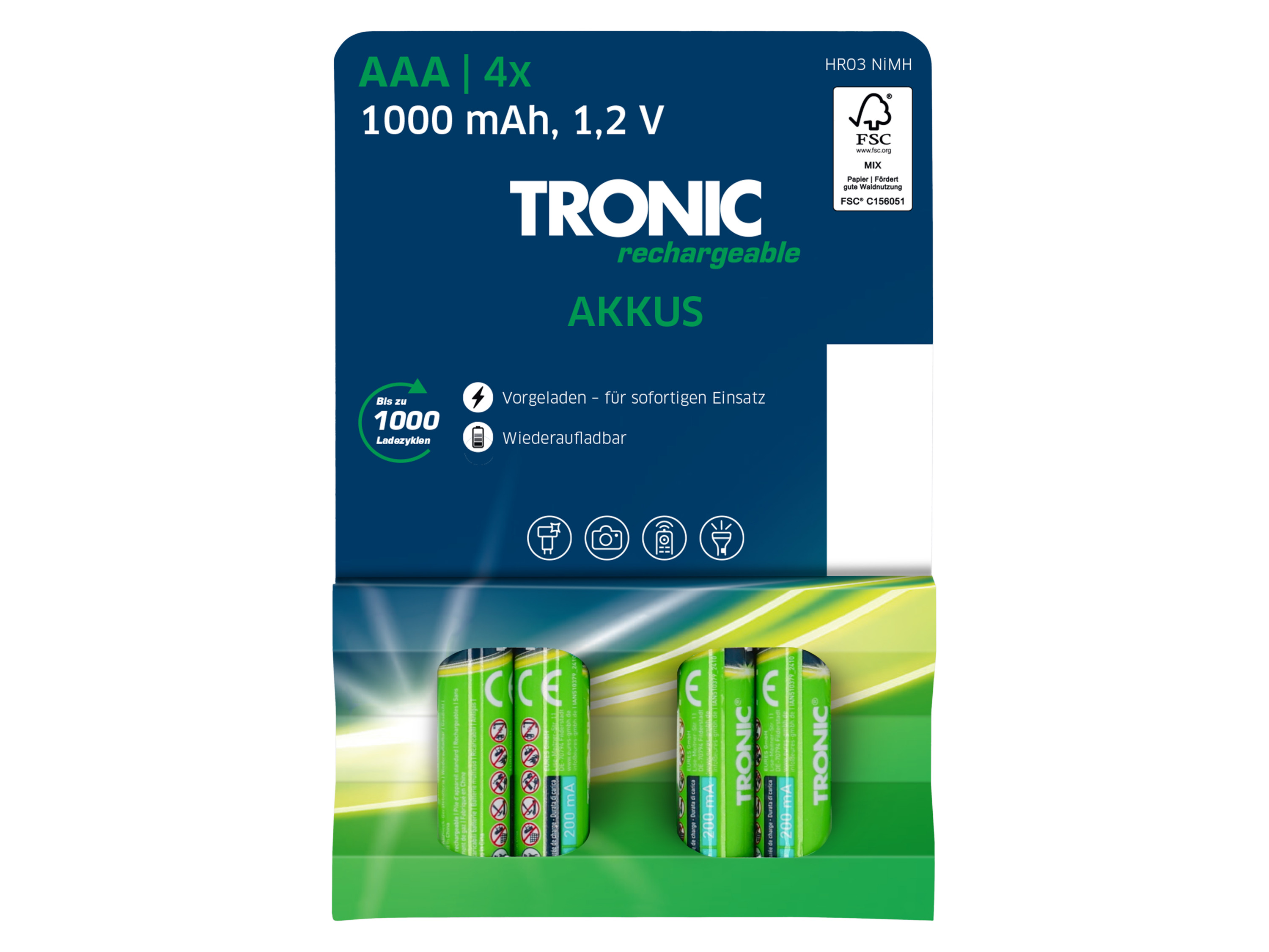 TRONIC® Akumulatorki Ni-MH Ready 2 Use, 4 sztuki (AAA)