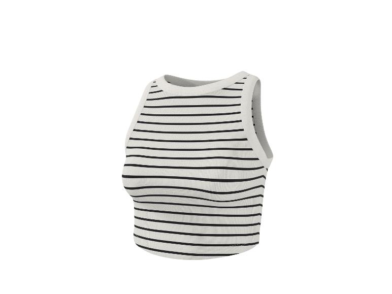 Crop topy damskie prążkowane z bawełną, 2 sztuki