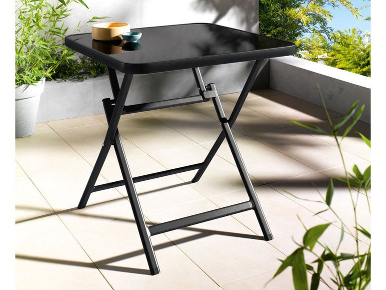 Pełny ekran: LIVARNO home Aluminiowy stolik ogrodowy Houston, 70 x 70 cm, składany, czarny - zdjęcie 1
