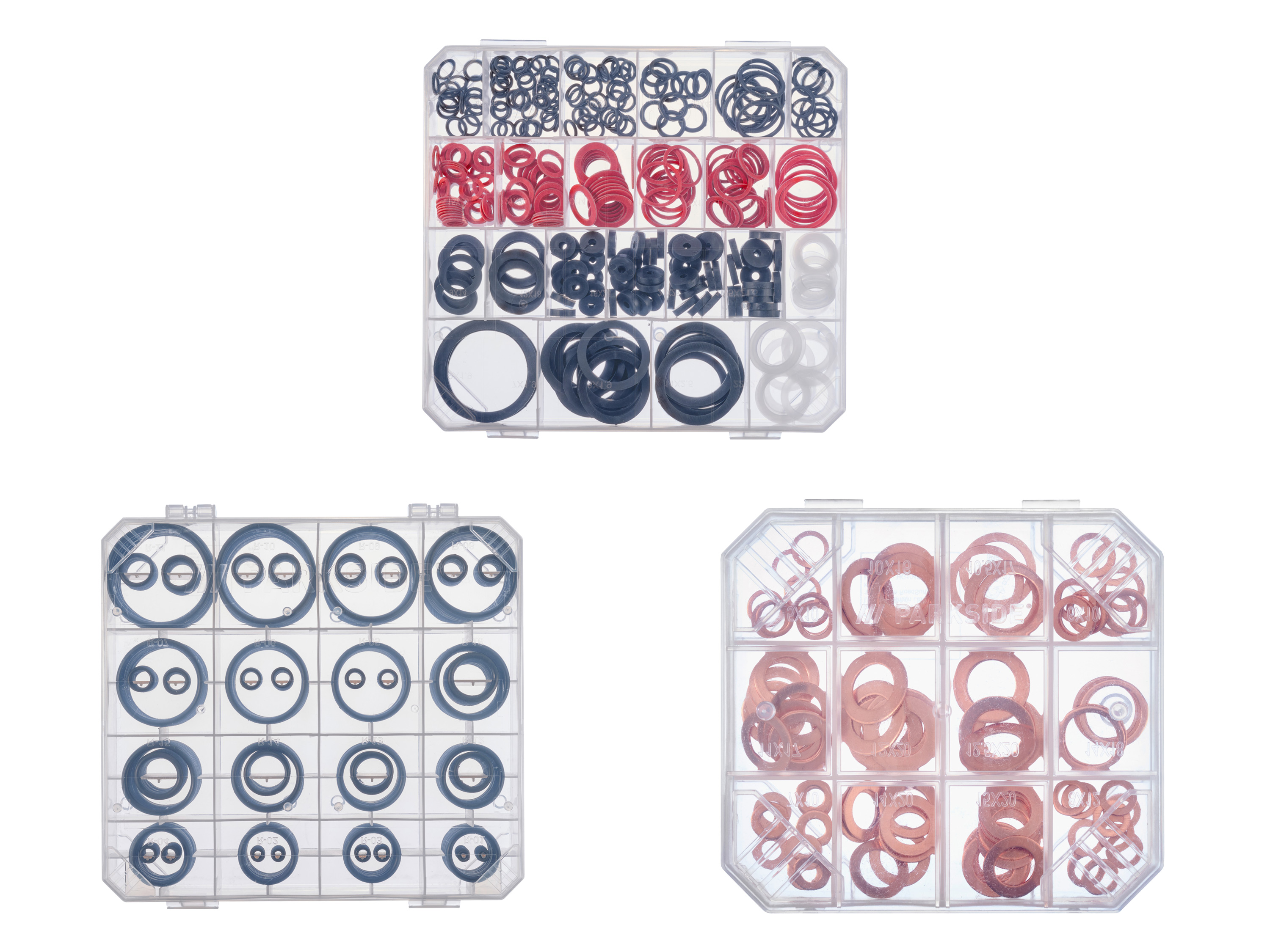 PARKSIDE® Zestaw uszczelek, 386 elementów, o-ringów, 419 elementów lub pierścieni miedzianych, 100 elementów