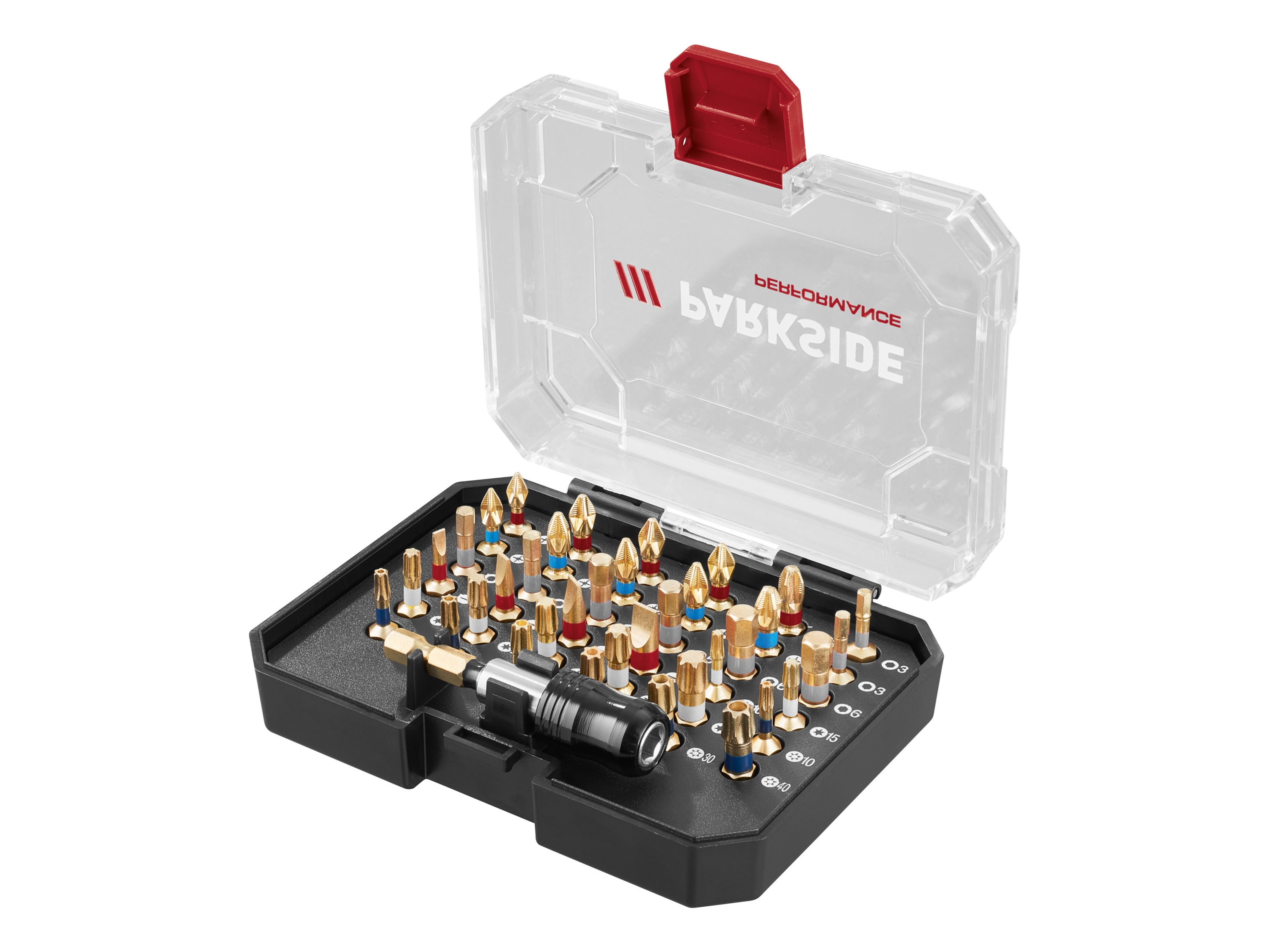 PARKSIDE PERFORMANCE® Zestaw bitów skrętnych lub zestaw bitów i kluczy nasadowych skrętnych (37 szt.)