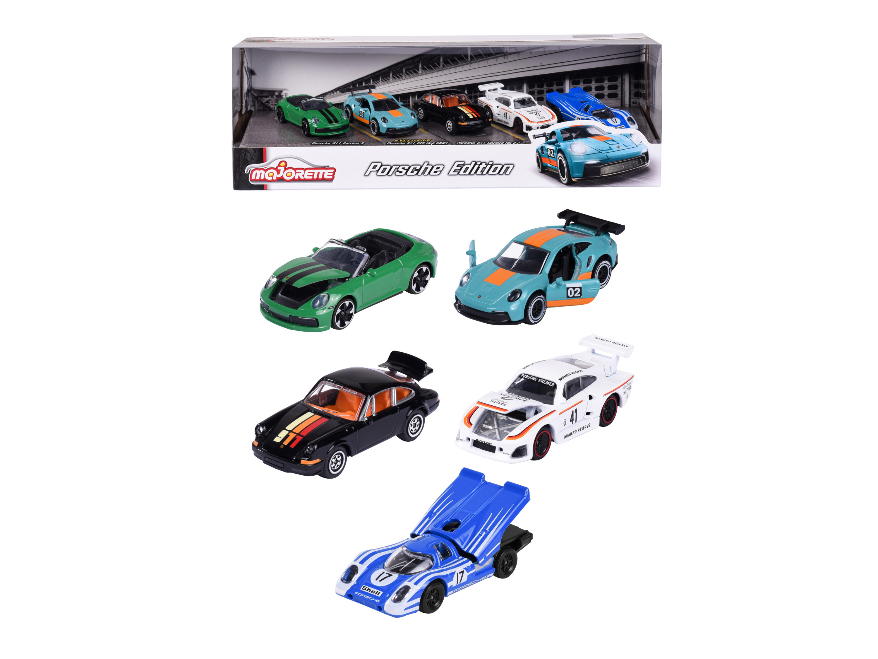 MAJORETTE Zestaw 5 samochodzików na prezent (Porsche)