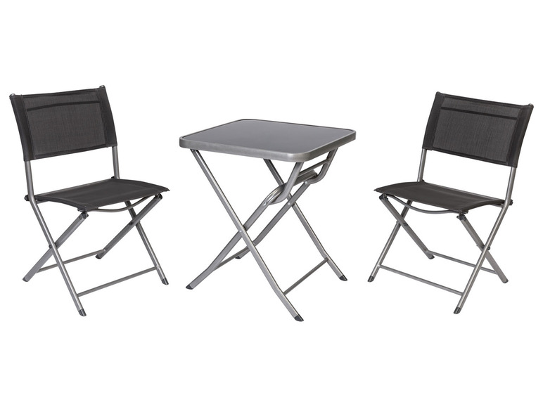 Pełny ekran: LIVARNO home Aluminiowy zestaw balkonowy Houston, stolik i 2 krzesła, srebrny/ szary - zdjęcie 2