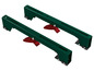 Dwa zielone metalowe wsporniki z czerwonymi zaciskami