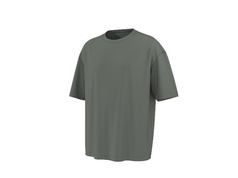Luźny, khaki T-shirt z krótkim rękawem